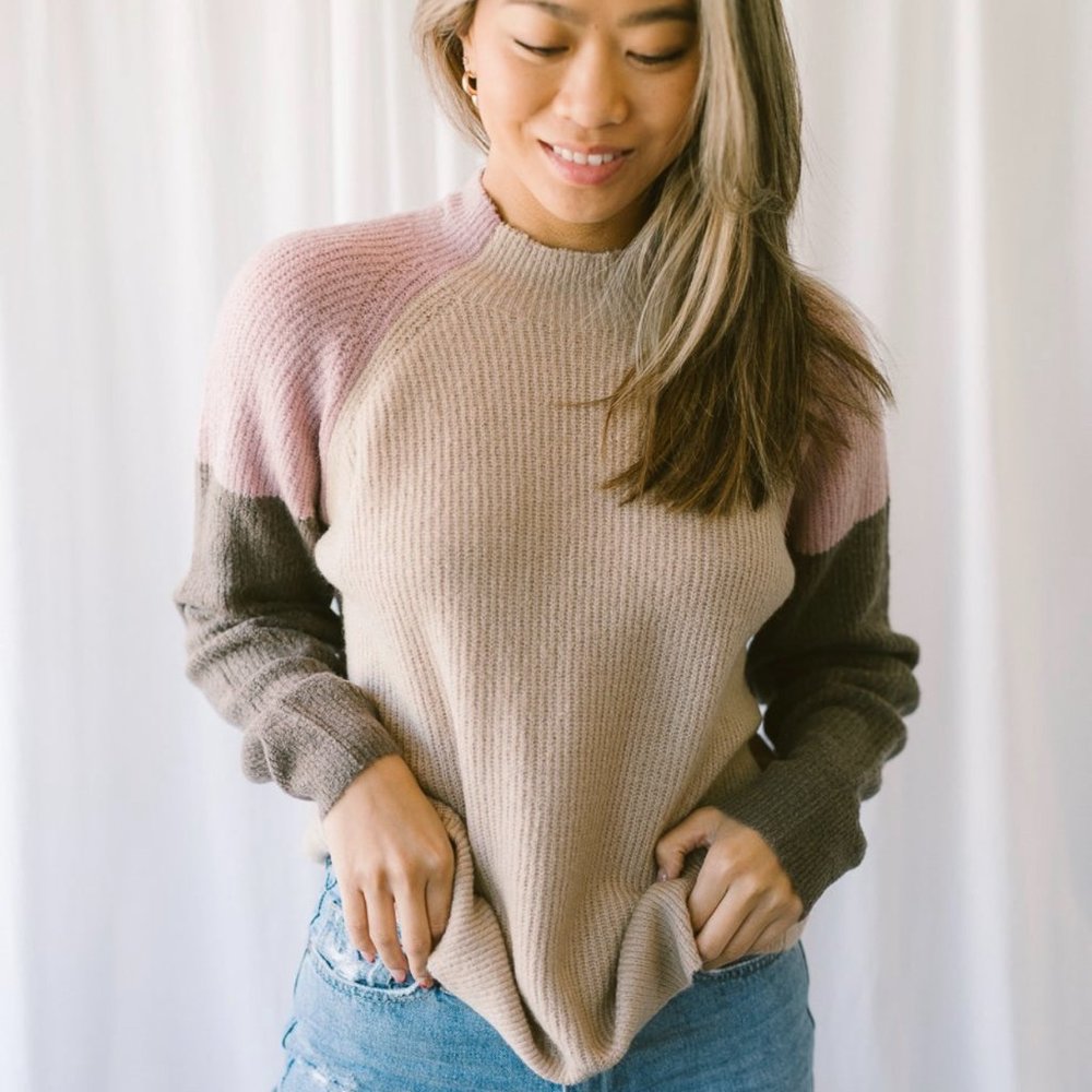 Color block soft sweater